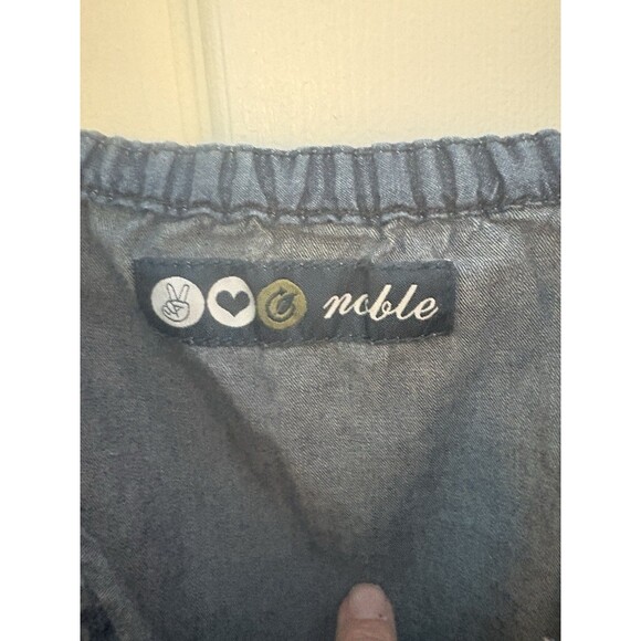 Denim Romper Spaghetti Straps Pleated Ruffles Buttons Pockets Size Small Noble - Picture 5 of 7